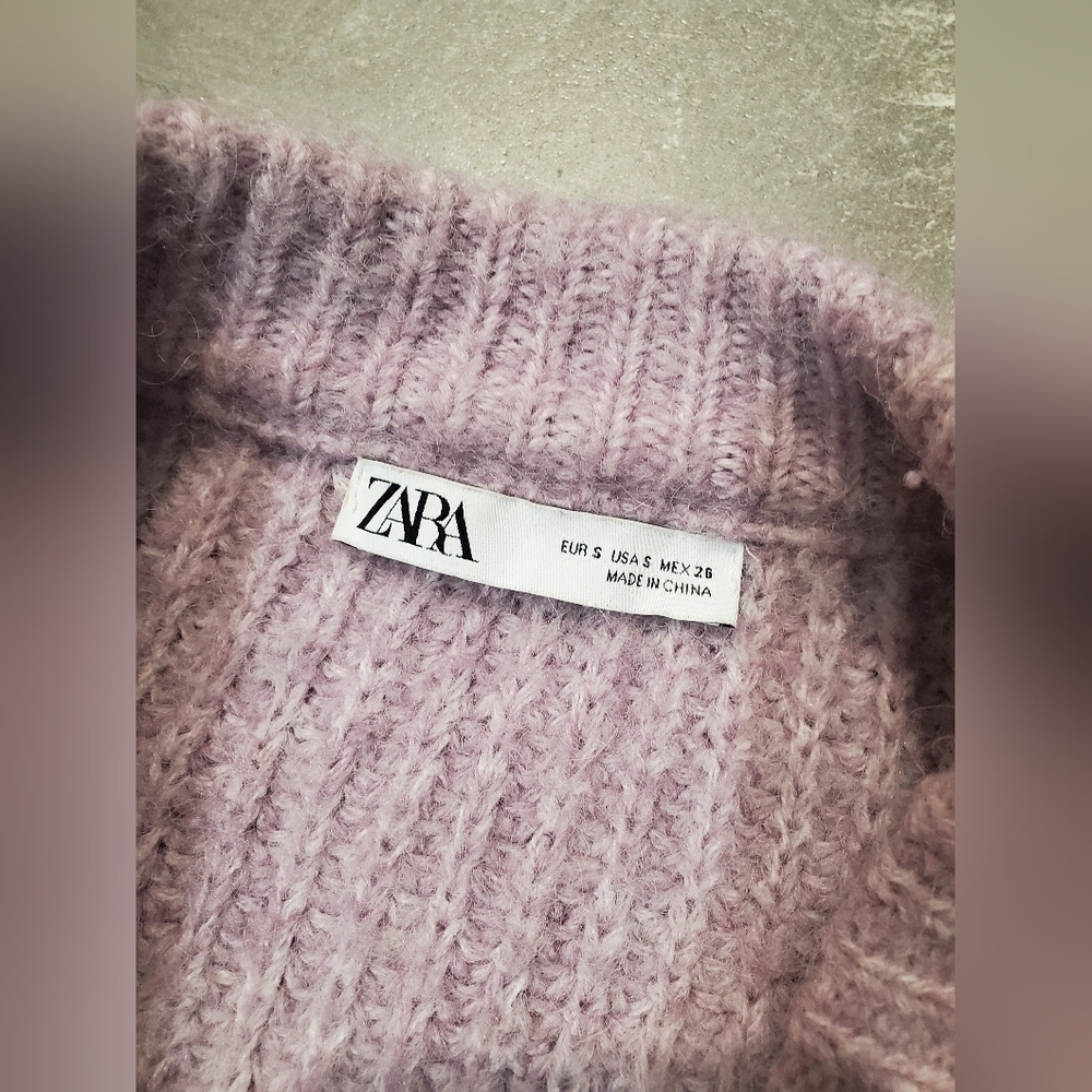 Zara Chunky Heathered Lavender Knit Sweater Cardigan. Oversized S. Alpaga. Wool. - Picture 3 of 6